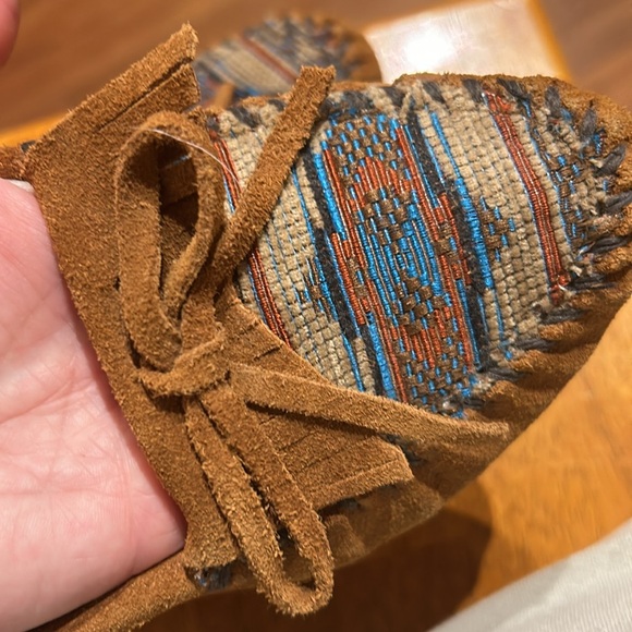 Minnetonka Suede Woven Moccasins - Picture 7 of 7